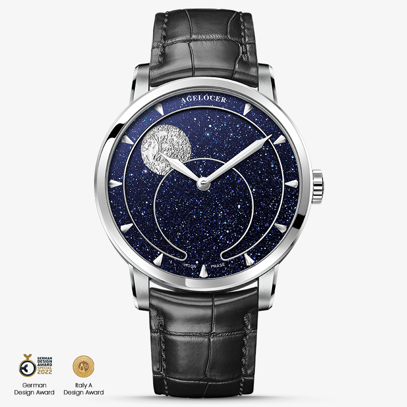 Agelocer Astronomer Men's Automatic Mechanical Moonphase - Natural Blue Aventurine Dial