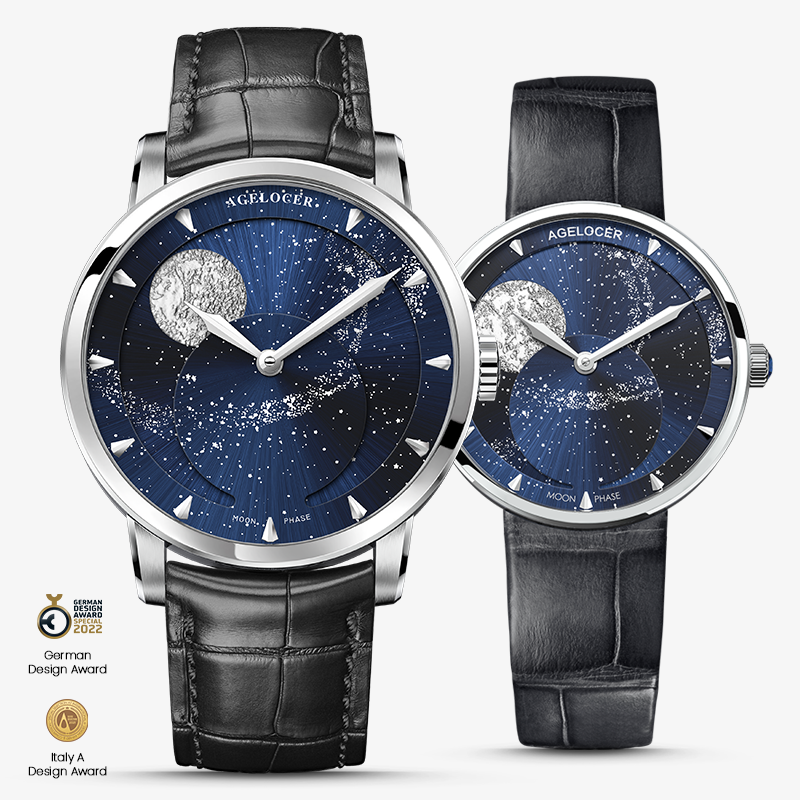 Agelocer Astronomer Oil Painting Couple's Moonphase Watch