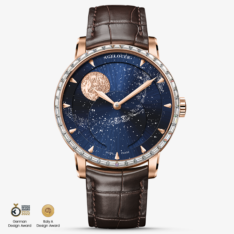 Agelocer Astronomer Men's Genuine Silver Glaxy Automatic Mechanical Moonphase - Diamond Watches