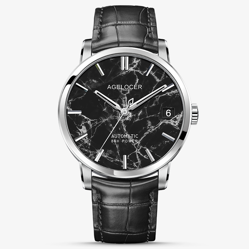 Agelocer Baikal Men's Automatic Mechanical Watch Natural Marble Dial