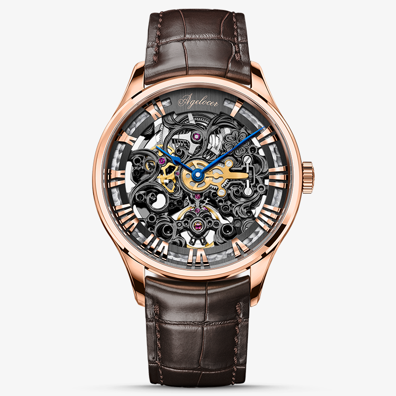 Agelocer Schwarzwald Men‘s Double-Sided Skeleton Automatic Mechanical Watch