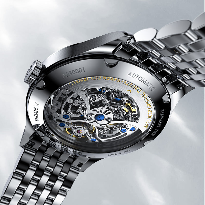 Agelocer Schwarzwald Men‘s Double-Sided Skeleton Automatic Mechanical Watch