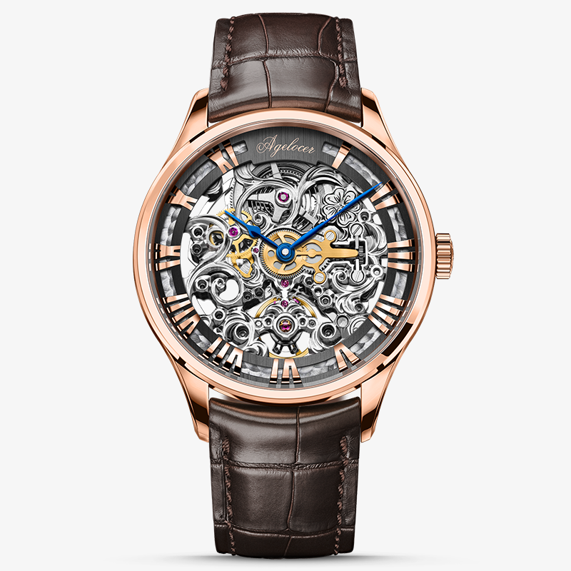 Agelocer Schwarzwald Men‘s Double-Sided Skeleton Automatic Mechanical Watch