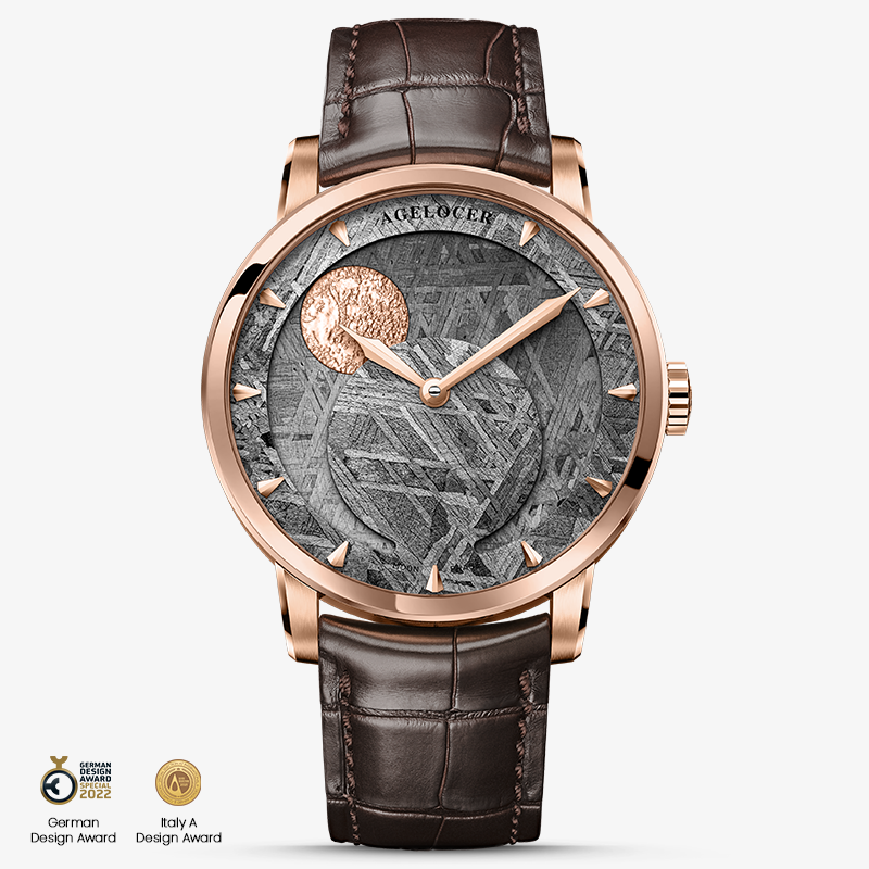 Agelocer Astronomer New Men's Automatic Mechanical Gold Moonphase Watch - Natural Meteorite Dial