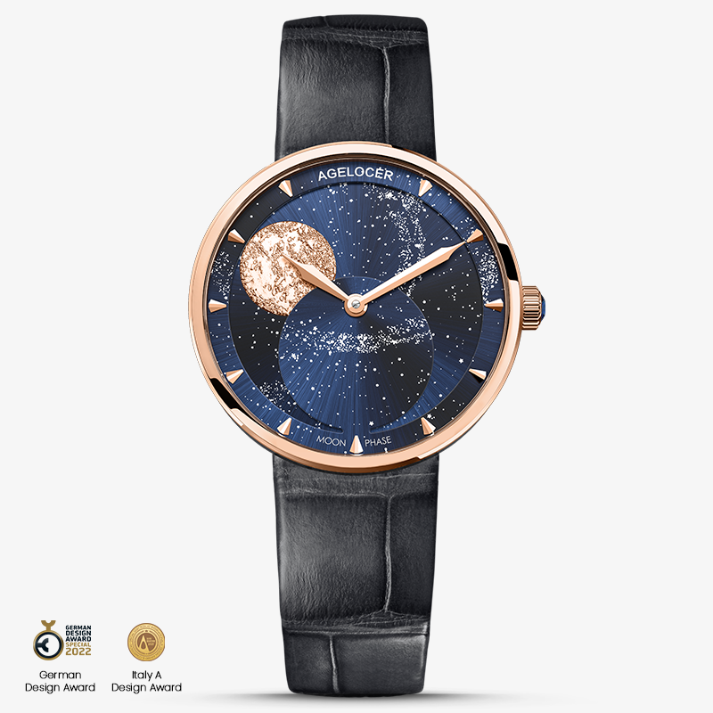 Agelocer Astronomer Ladies Glaxy Moonphase Quartz Watch