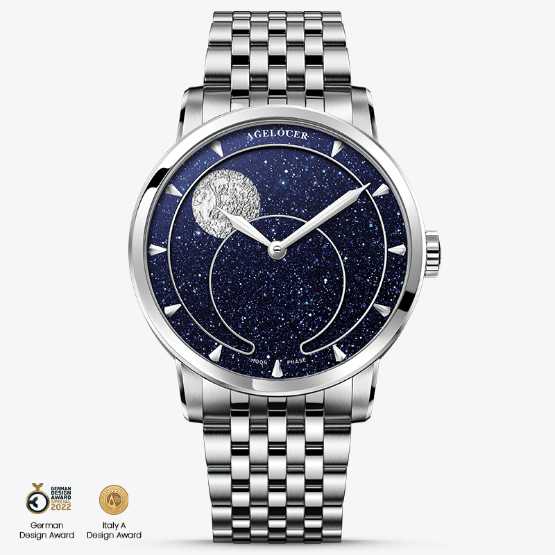 Agelocer Astronomer Men's Automatic Mechanical Moonphase - Natural Blue Aventurine Dial