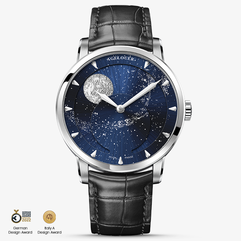 Agelocer Astronomer Men's Automatic Mechanical Glod Glaxy Moonphase Watch (US Warehouse)